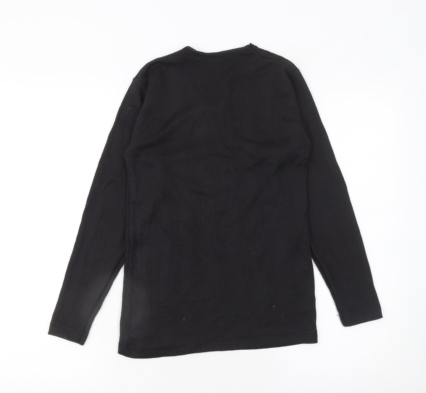 Ladies Thermal Girls Black Long Sleeve V-Neck T-Shirt Size 10-12 Years