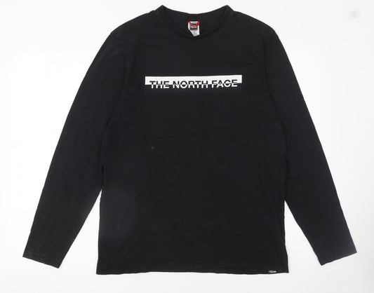 The North Face Men's Black Long Sleeve Cotton Logo T-Shirt Size M