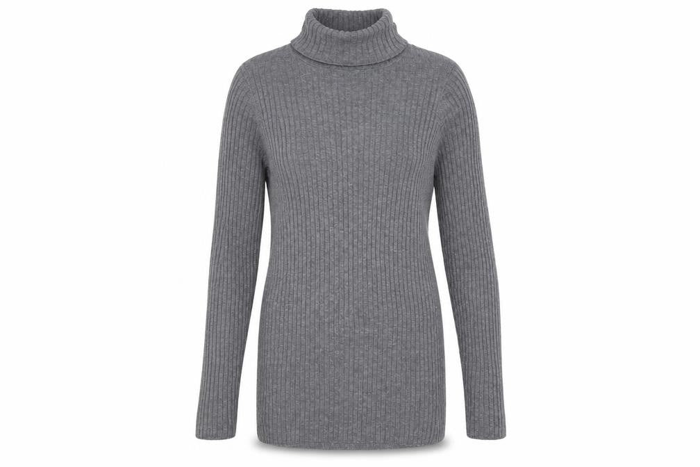 Whistles Women Grey Roll Neck Wool Blend Ribbed Jumper Size 4