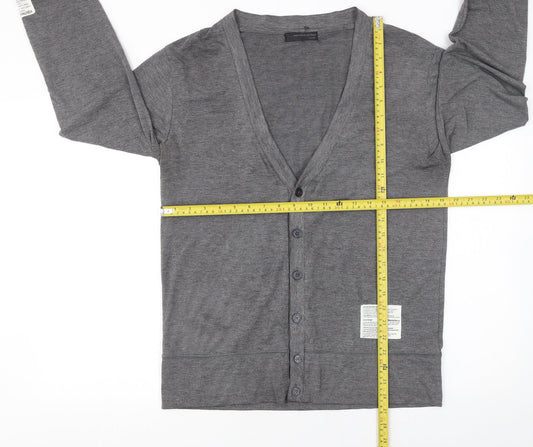 Real Words Product Men's Grey Large V-Neck Button Cardigan