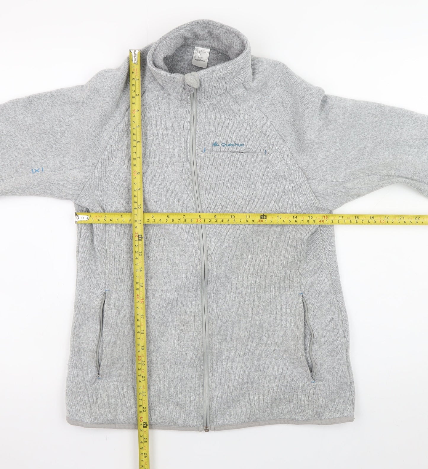 Quechua Men Grey Fleece Full Zip Outdoor Jacket Size L