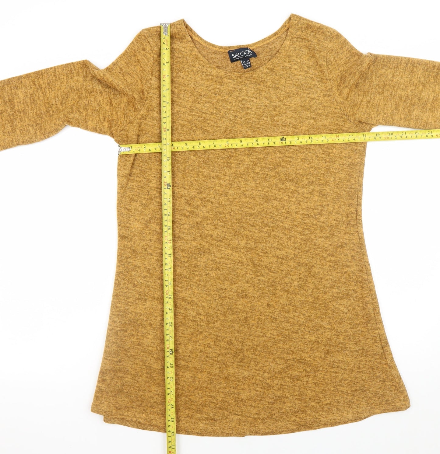 Saloos Women Brown A-Line Knit Dress Size 14 3/4 Sleeve