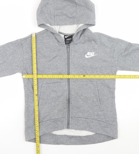 Nike Boys Grey Full Zip Fleece Hoodie Size 146cm Regular Fit
