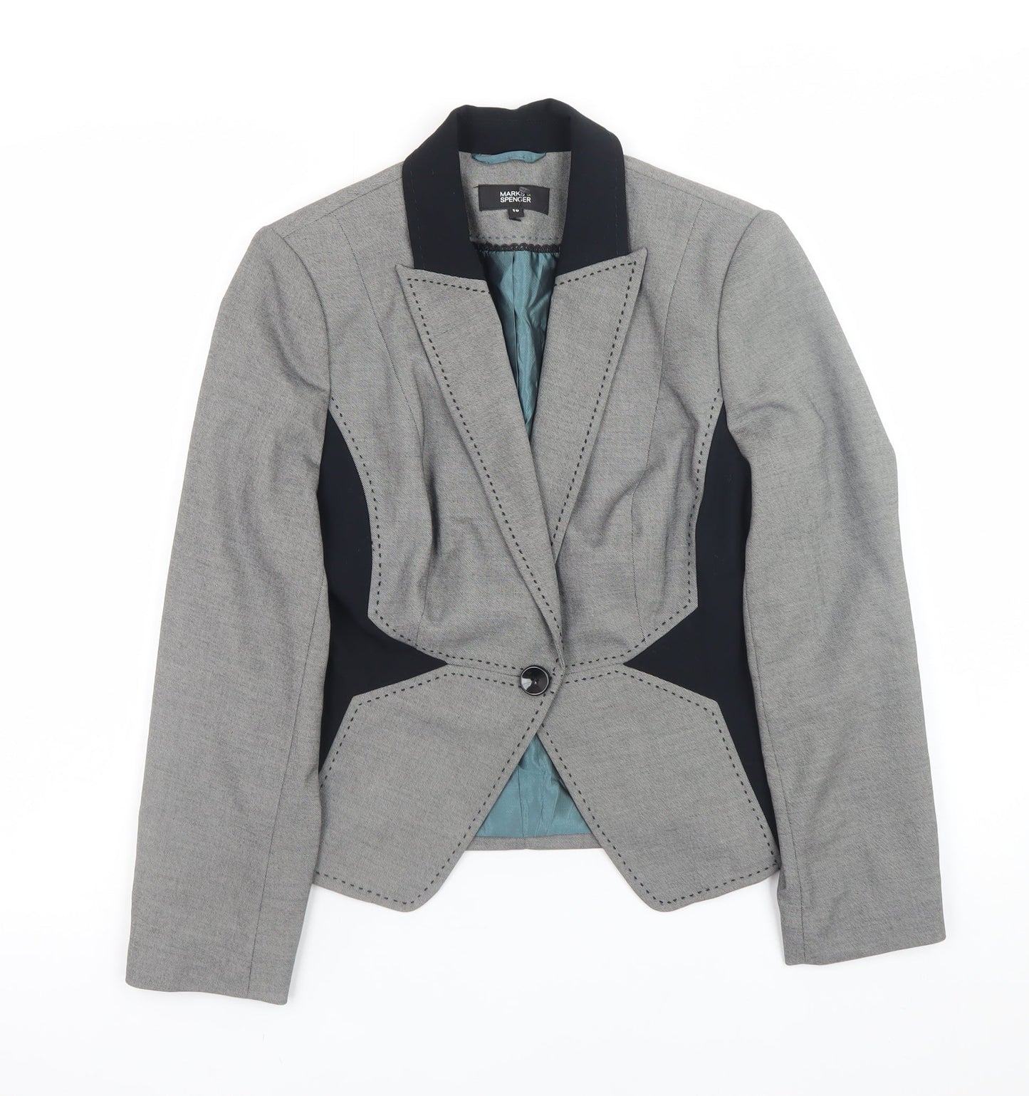 Marks and Spencer Womens Grey Size 10 Slim Fit Blazer Jacket