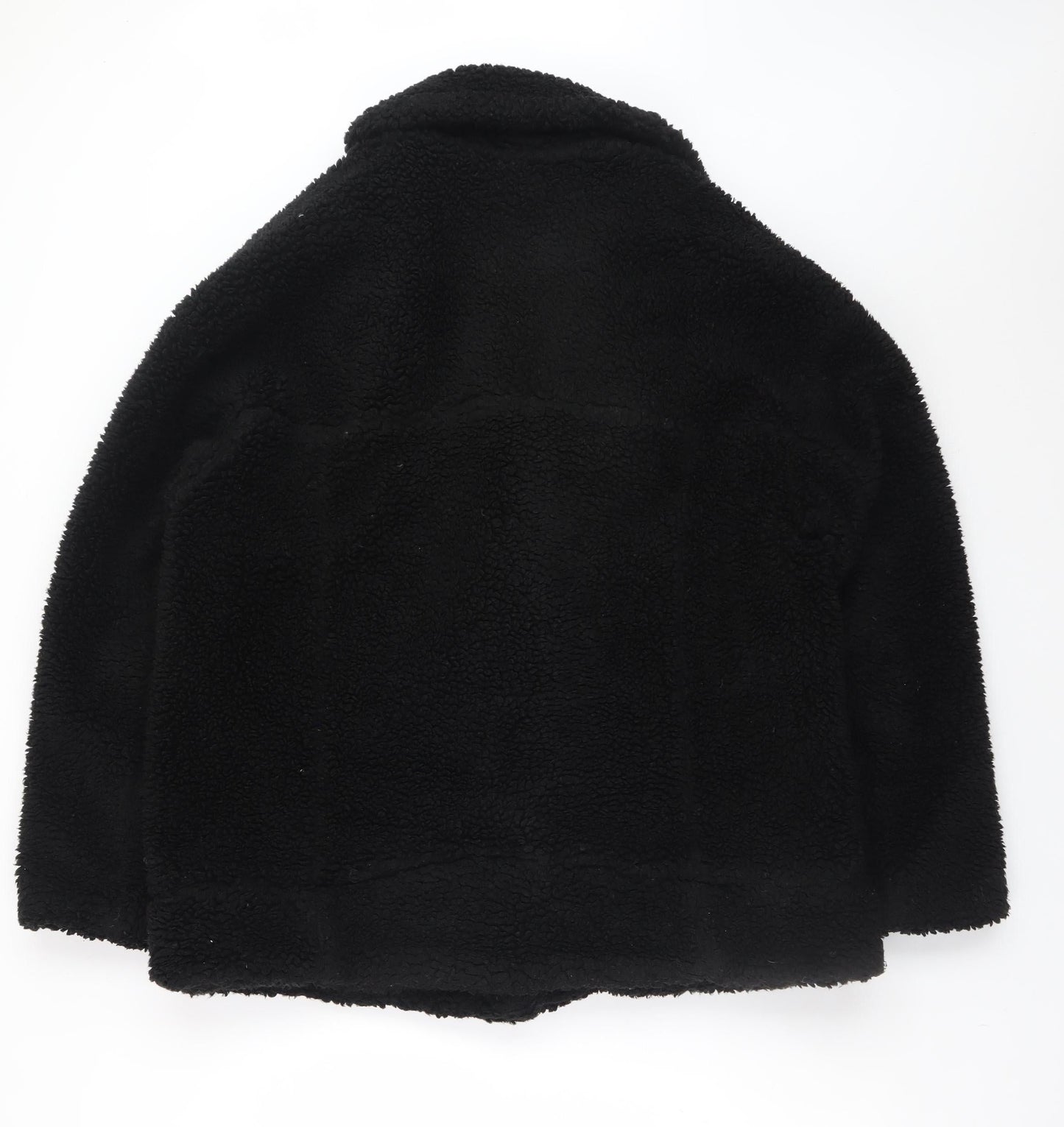 Weekday Women Black Teddy Bomber Jacket Size S Short Zip Fleece