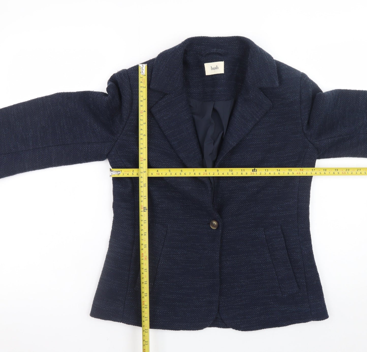 Hush Women's Blue Tweed Blazer Jacket Size 6