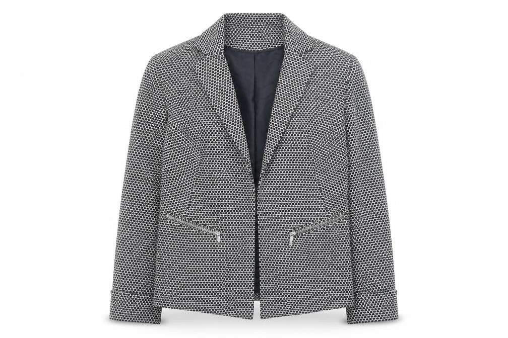 Front view of Principles by Ben de Lisi Women's Black Geometric Blazer, size 10