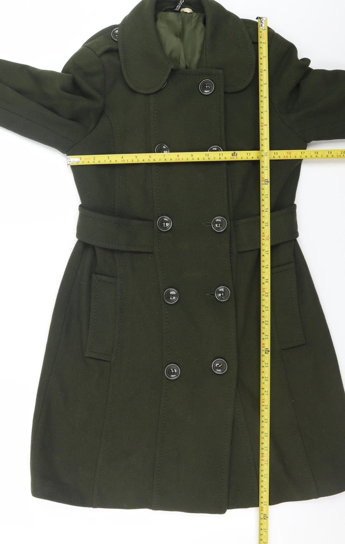 H&M Divided Women's Green Wool Blend Pea Coat Size 12