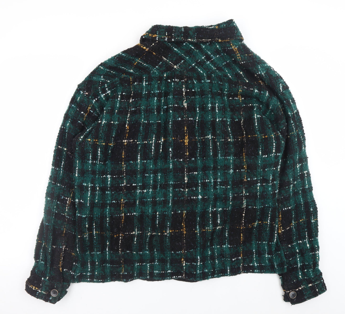 Undefined Women Green Check Wool Blend Button Down Shacket 2XL