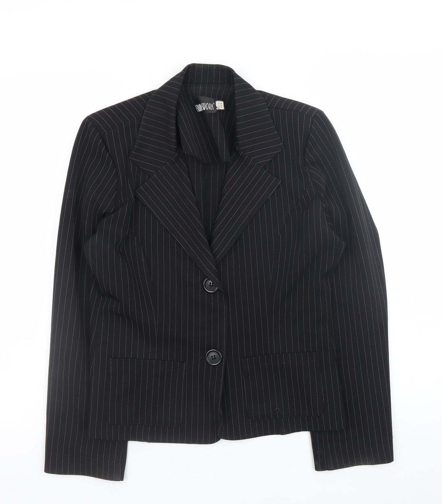 FRAME-WORK Women's Black Pinstripe Blazer Jacket UK 14