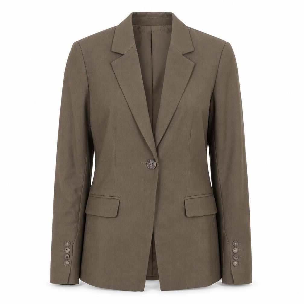 Boohoo Womens Brown Blazer Jacket Size 10 Lined Polyester Workwear Style