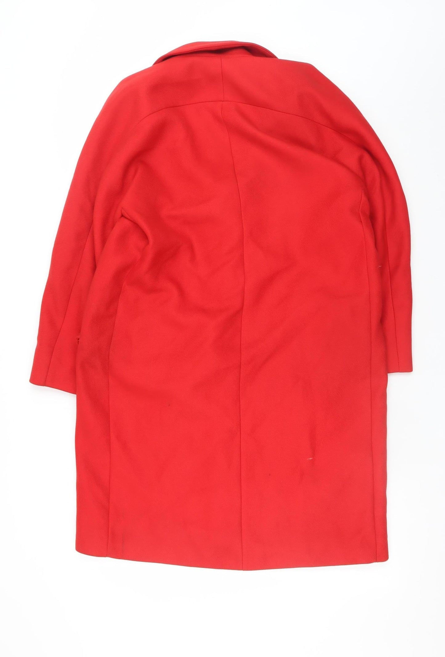 Zara Women Red Wool Blend Mid-Length Overcoat Size 12