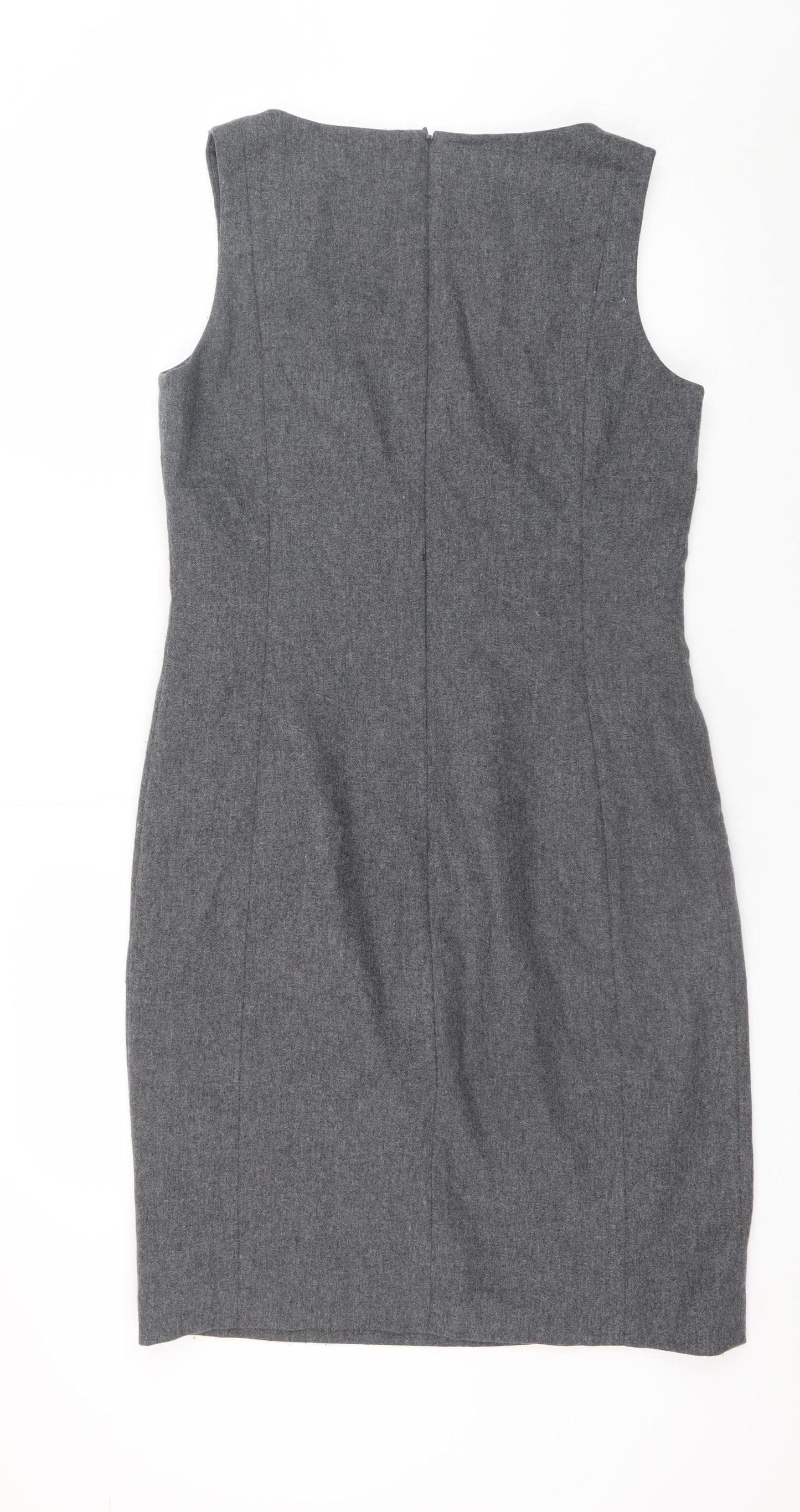 Great Plains Women's Grey Wool Blend Sleeveless Sheath Work Dress M
