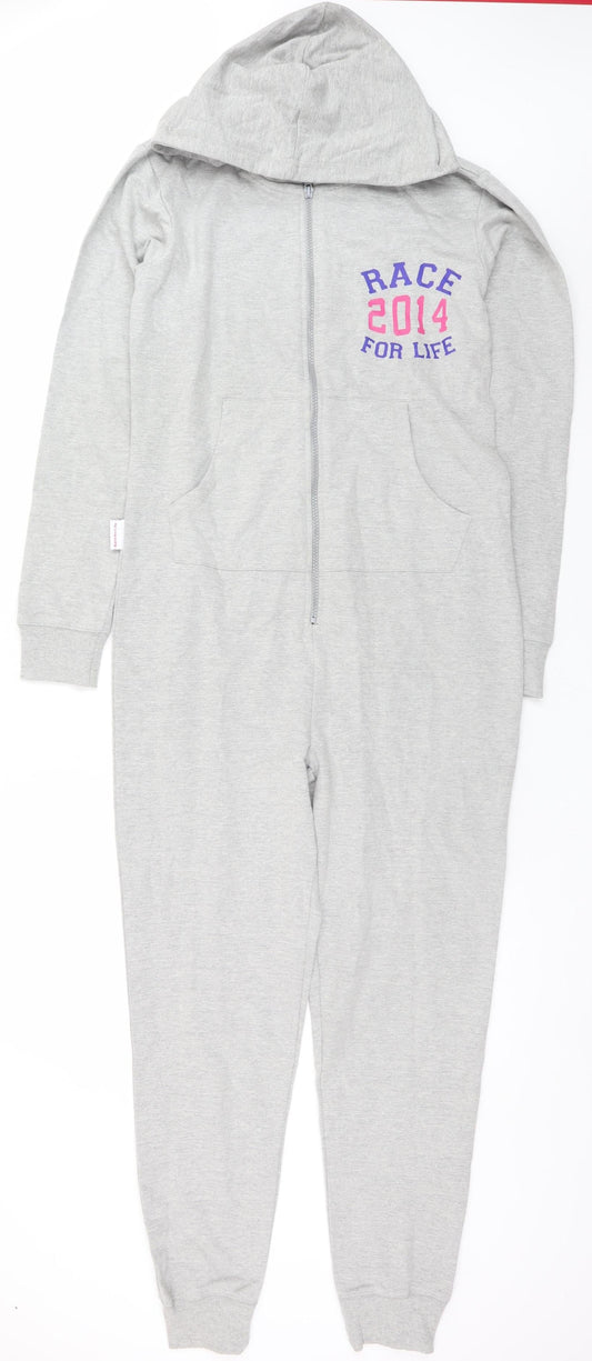 Race for Life Women’s Grey Hooded One Piece S Zip Lounge Wear
