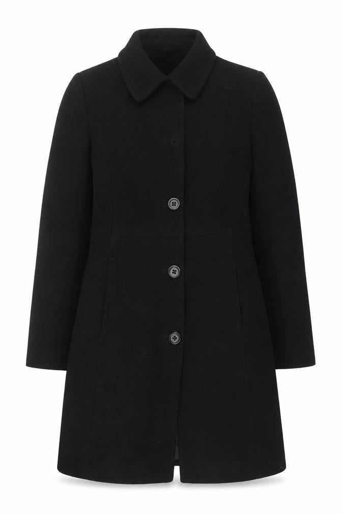 Blue Motion Womens Black Long Overcoat Size 14 Lined Twill Style