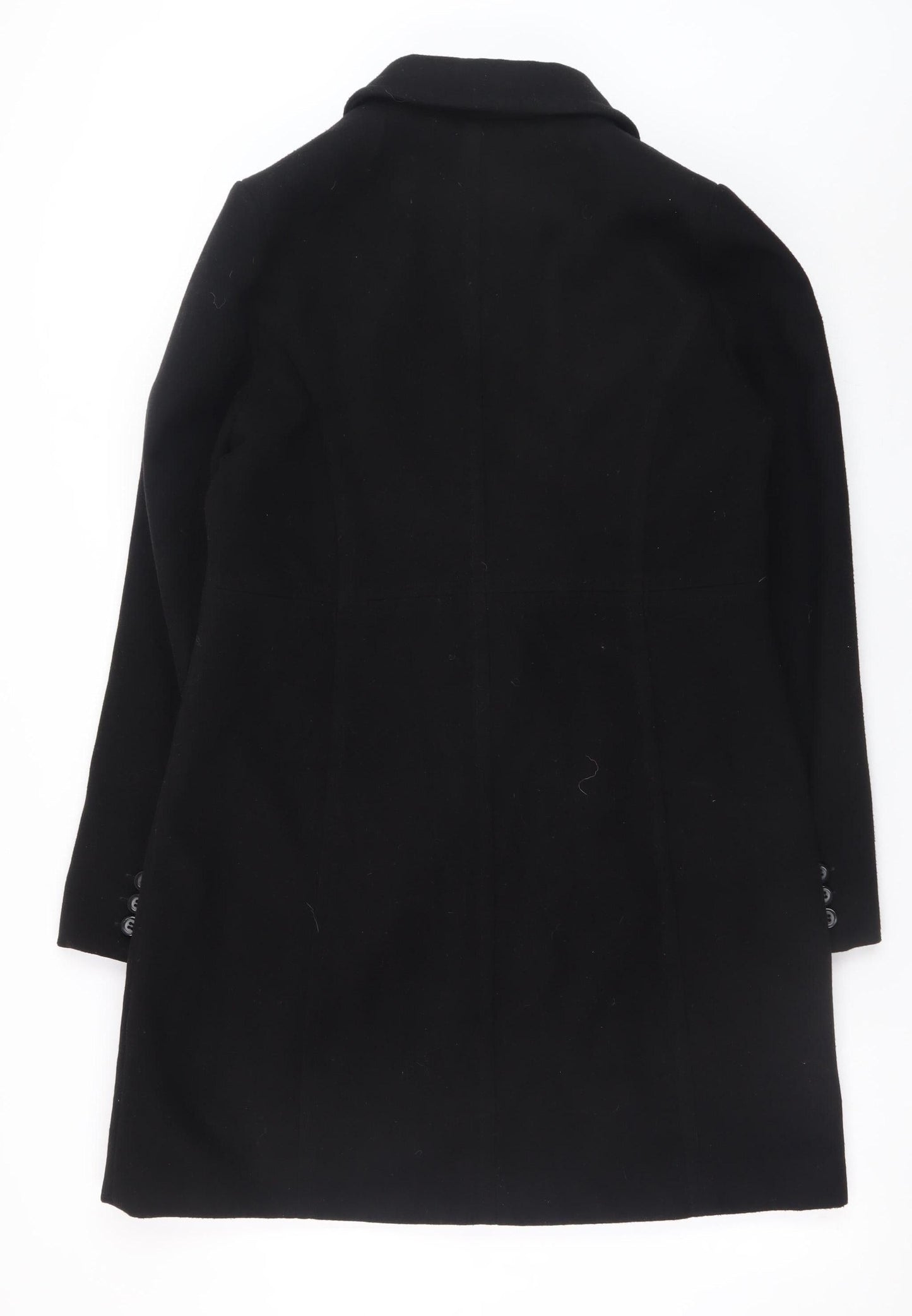 Blue Motion Womens Black Long Overcoat Size 14 Lined Twill Style