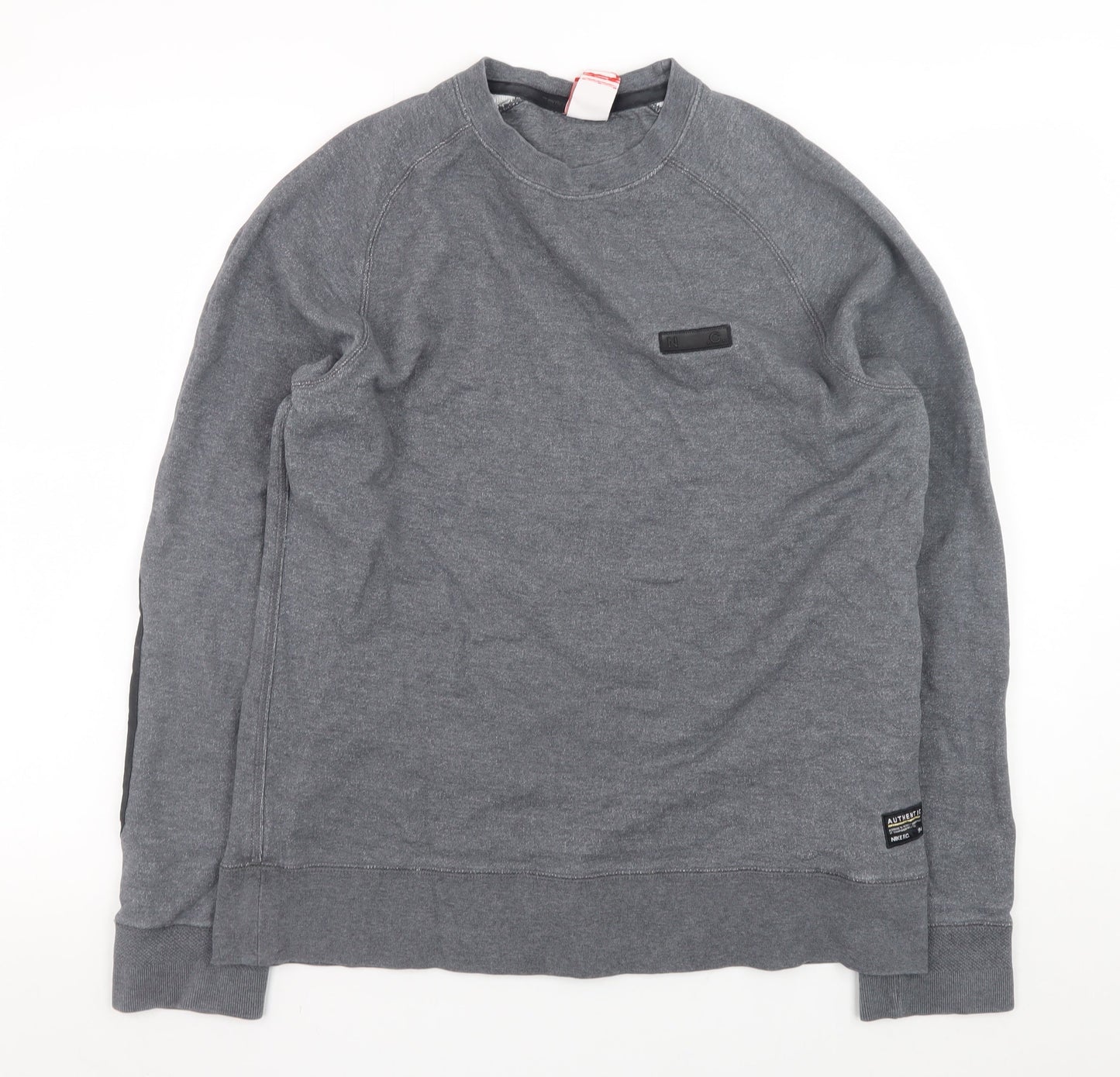 Nike Men's Grey Pullover Sweatshirt M Regular Fit Crew Neck Sports