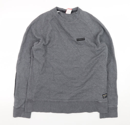 Nike Men's Grey Pullover Sweatshirt M Regular Fit Crew Neck Sports