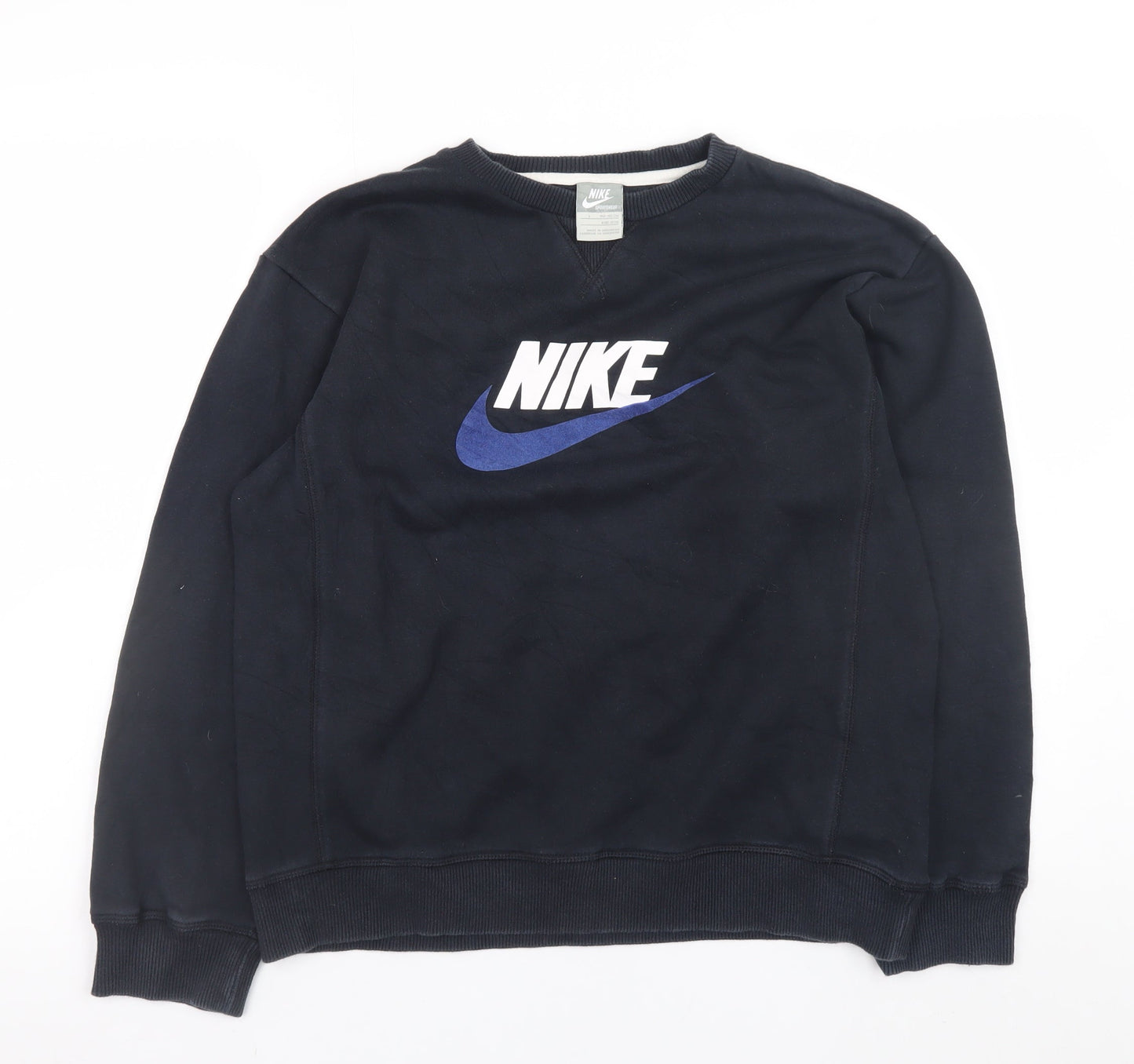 Nike Teens Black Crew Neck Logo Sweatshirt Size 164 Regular Fit