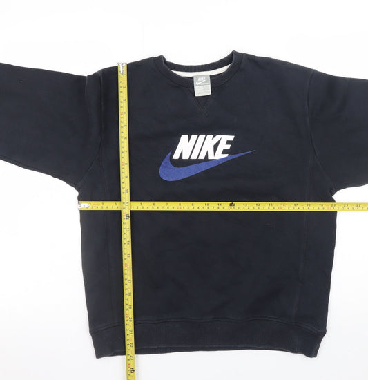 Nike Teens Black Crew Neck Logo Sweatshirt Size 164 Regular Fit