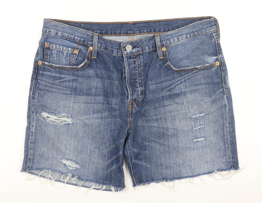 Levi's Men's Blue Denim Distressed 501 Shorts W32 Regular Fit
