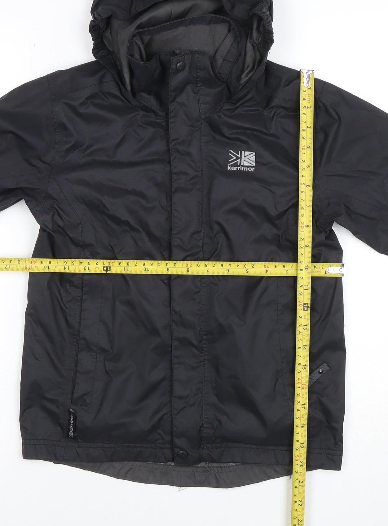 Karrimor Boys Black Waterproof Hooded Rain Jacket 7-8 Years