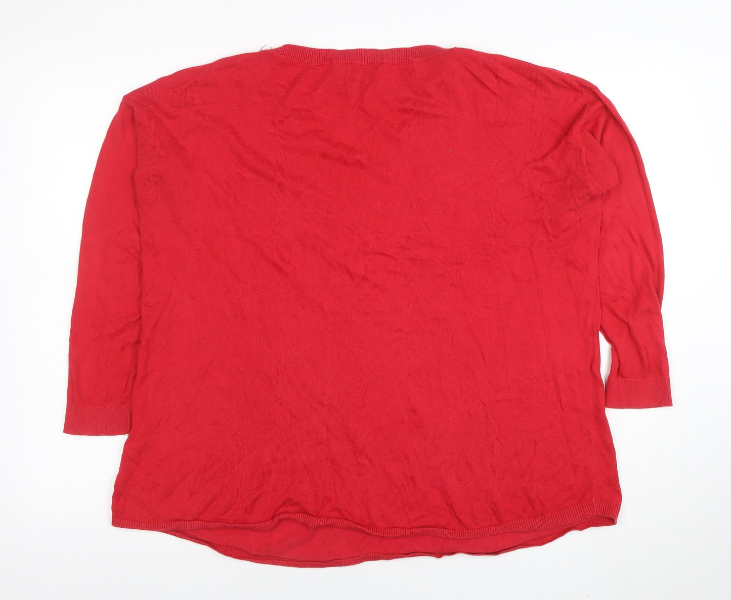 Joules Women's Red Cotton Classic Crew Neck Jumper Size 14