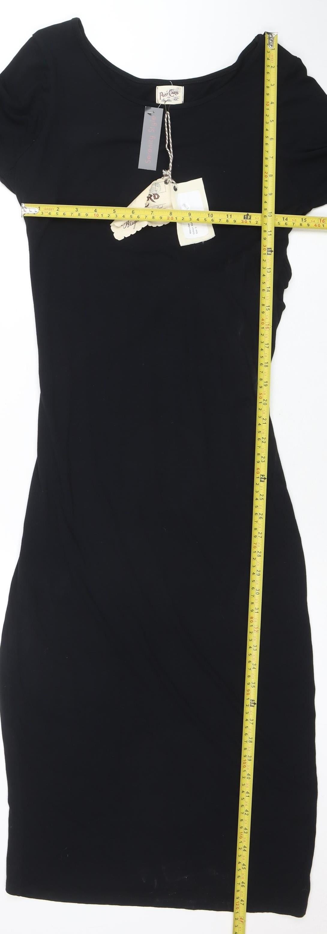 Post Card by Elif Women's Black Stretch Bodycon Dress Size S