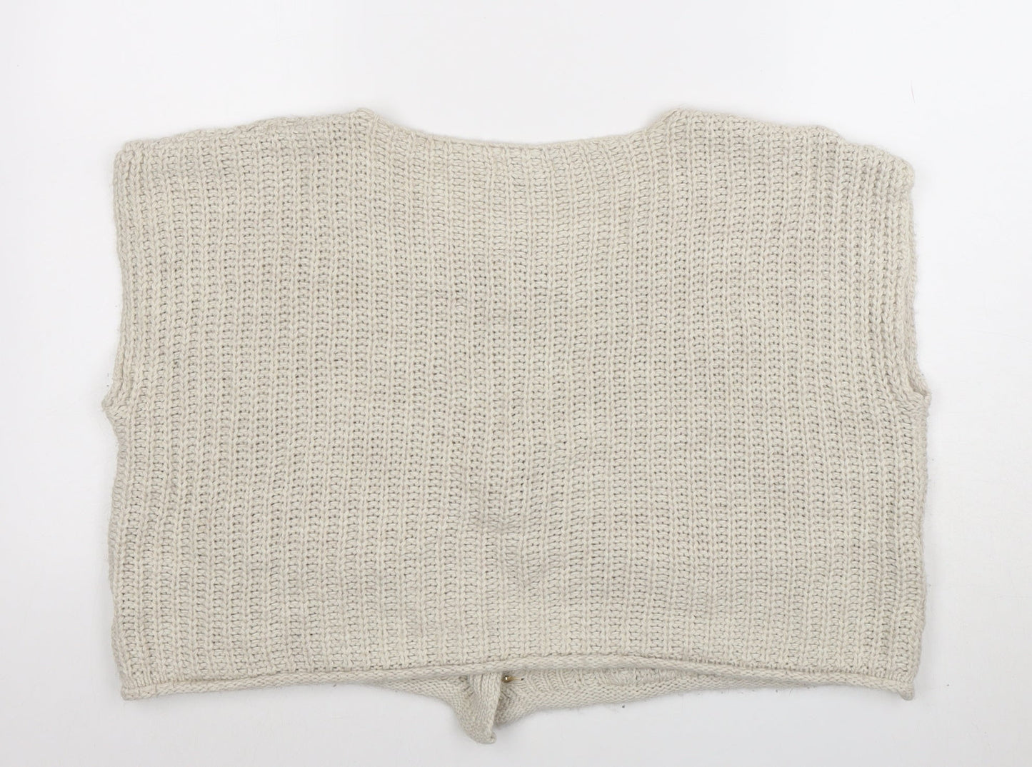Quiz Women's Beige Sleeveless Chunky Knit Button Cardigan S
