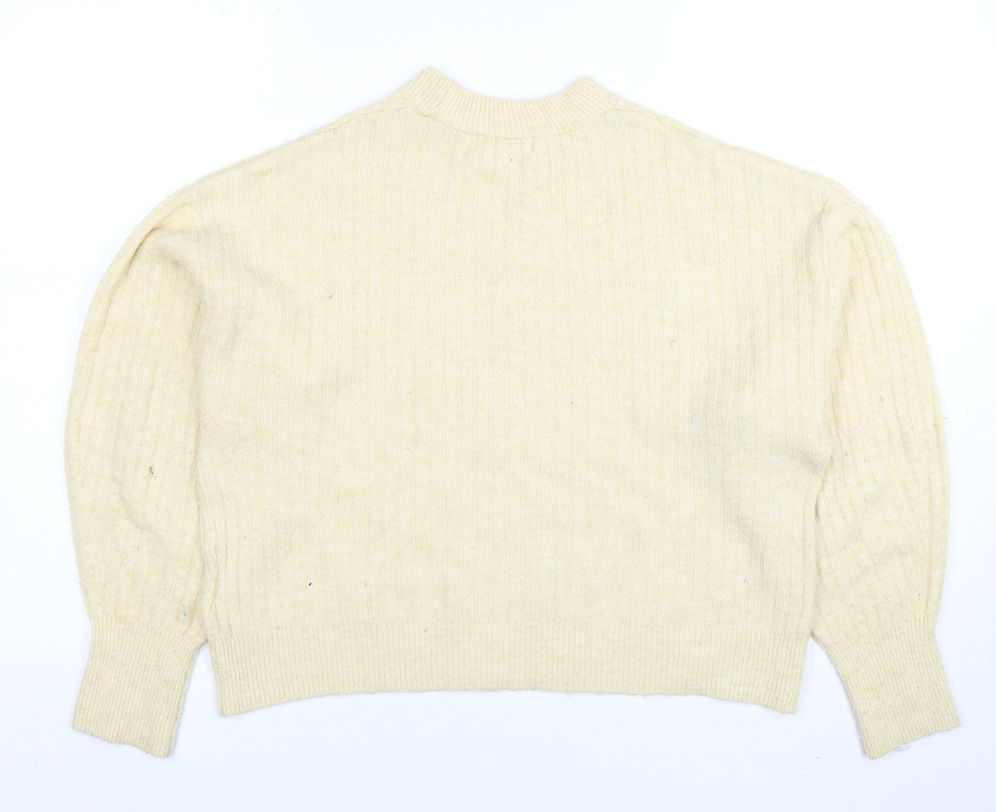 H&M Women's Beige Ribbed Mock Neck Jumper Size S