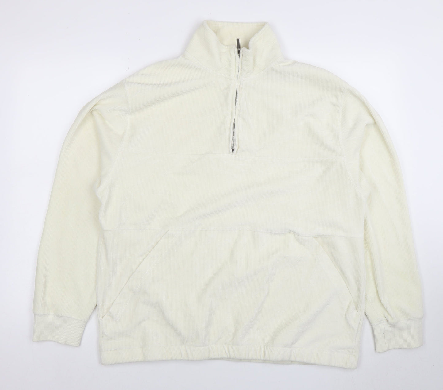 Topman Men’s Ivory Corduroy 1/2 Zip Sweatshirt XL Regular Fit
