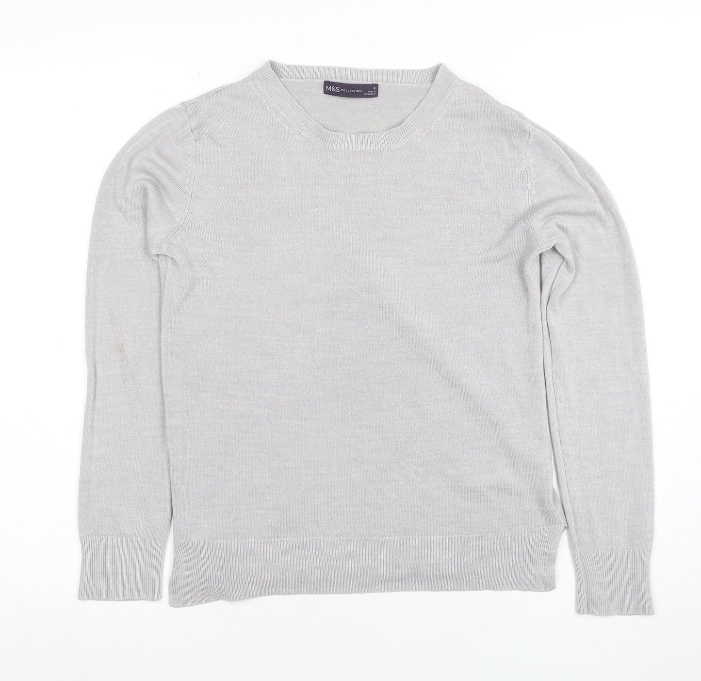 Marks and Spencer Women’s Grey Acrylic Crew Neck Jumper Size 8