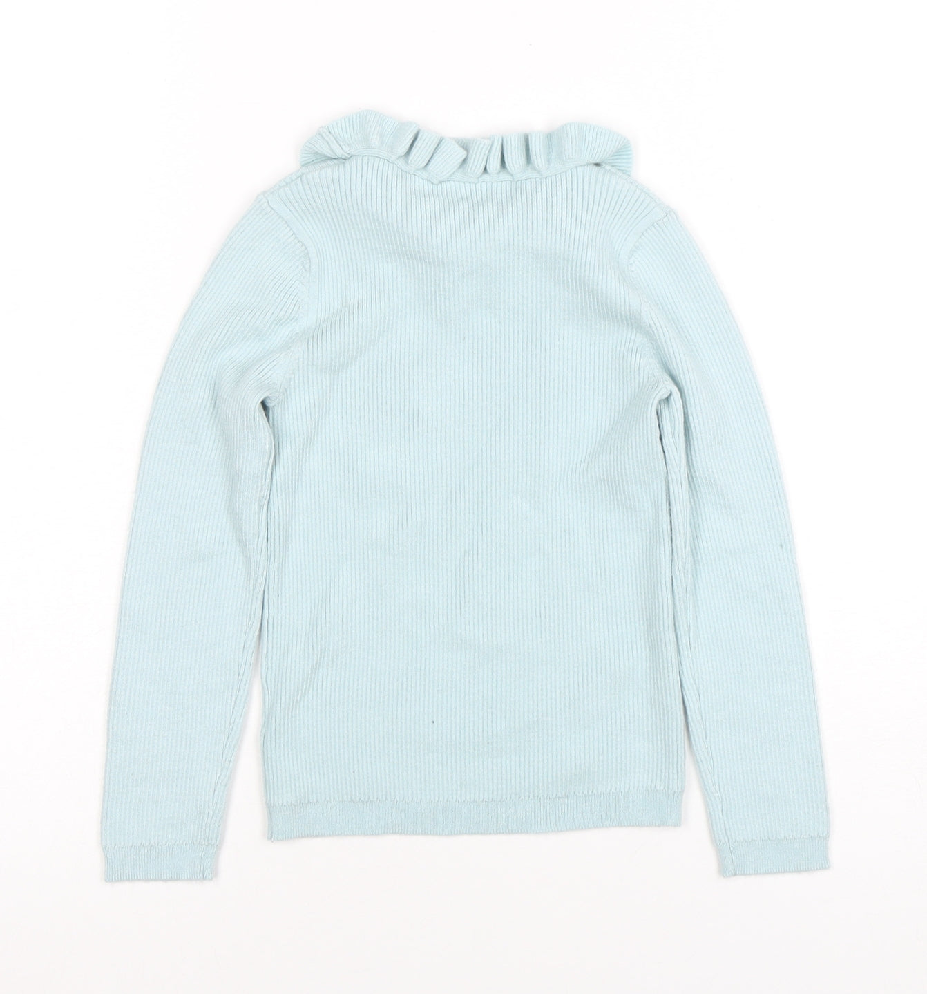 George Girls Blue Ruffle Neck Long Sleeve Ribbed Pullover Jumper 4-5 Years