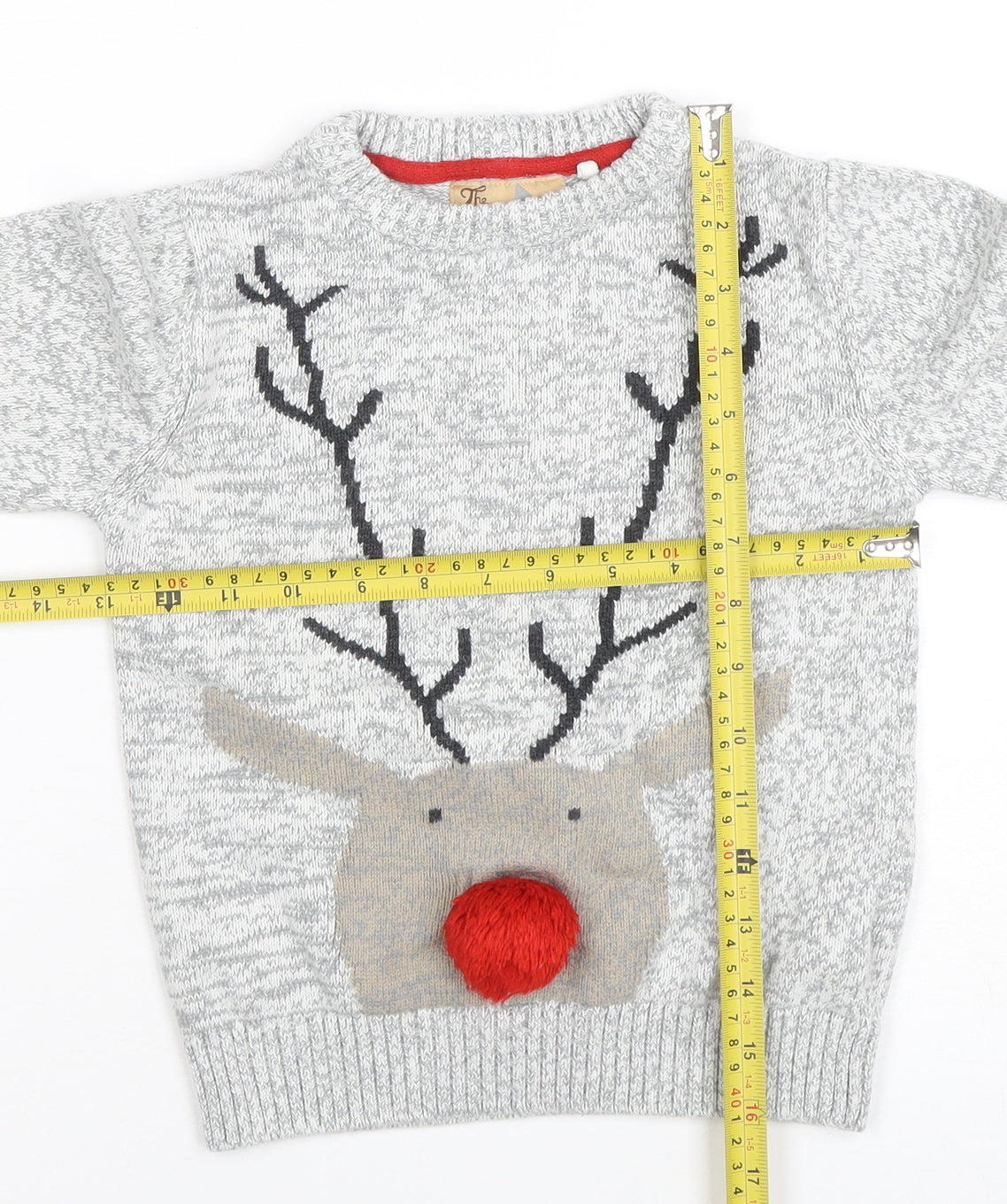 Next Boys Grey Christmas Reindeer Pullover Jumper 4-5 Years Cotton