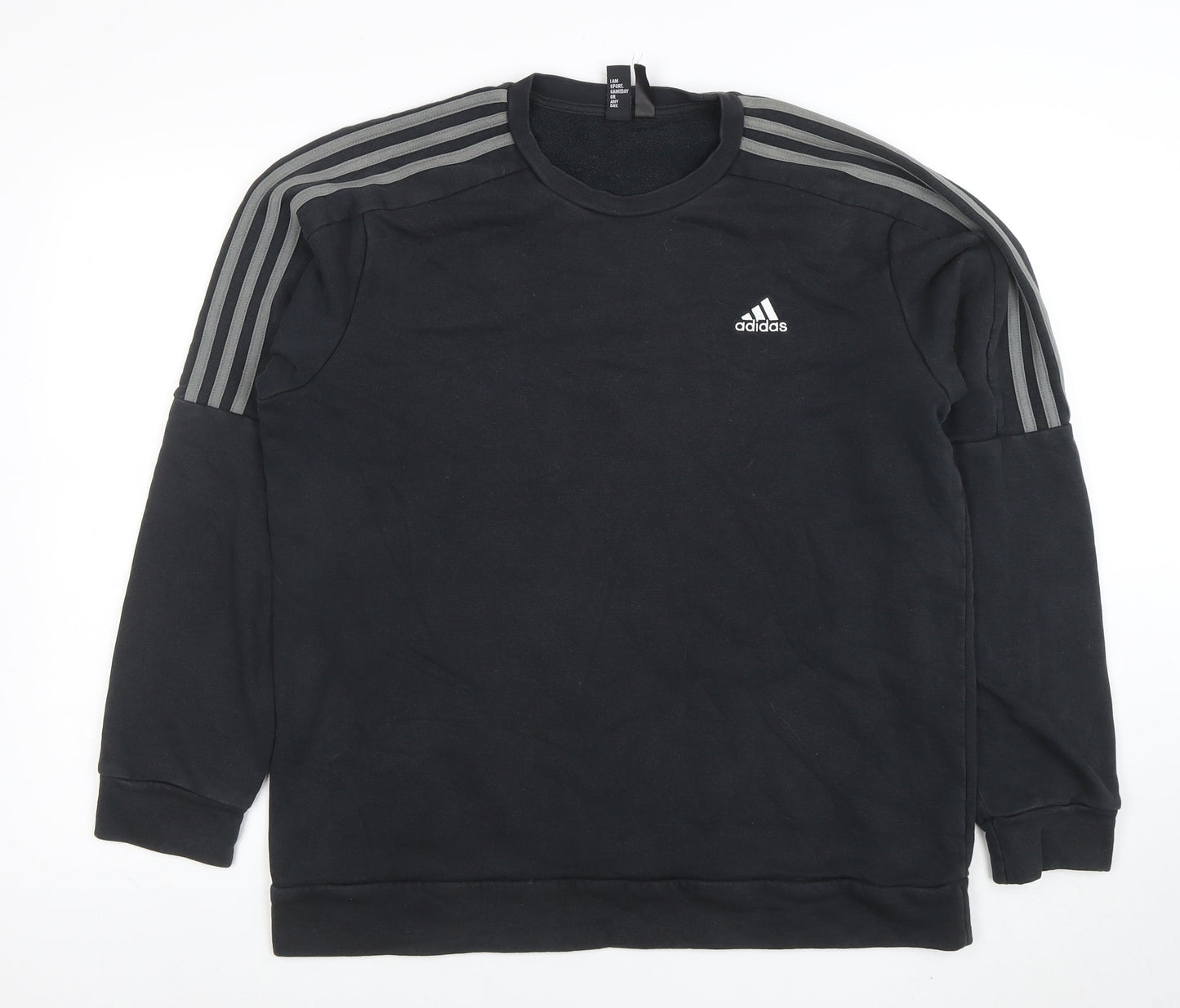 adidas Men's Black Long Sleeve Crew Neck Fleece Sweatshirt Size L