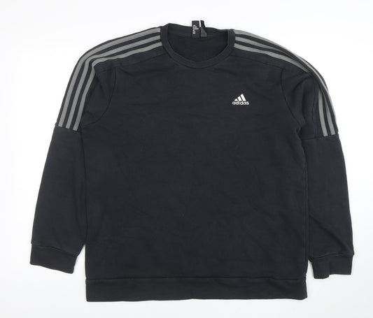 adidas Men's Black Long Sleeve Crew Neck Fleece Sweatshirt Size L