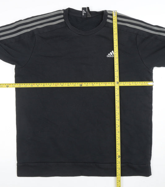 adidas Men's Black Long Sleeve Crew Neck Fleece Sweatshirt Size L