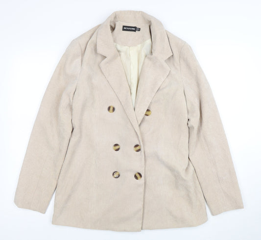 PrettyLittleThing Women Beige Corduroy Double-Breasted Blazer UK 10