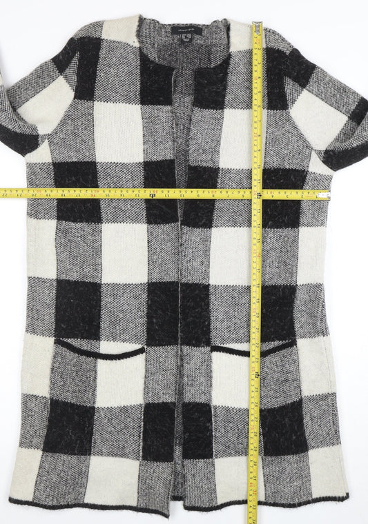 Atmosphere Women Black Check Longline Cardigan Size 10/12