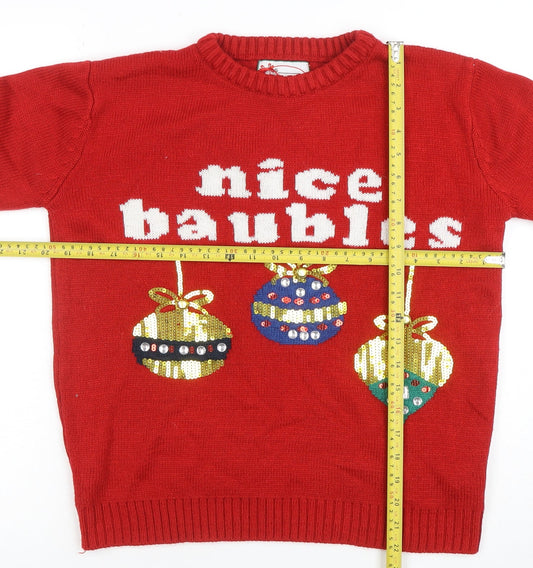 Atmosphere Women's Red Sequin Christmas Jumper Size S