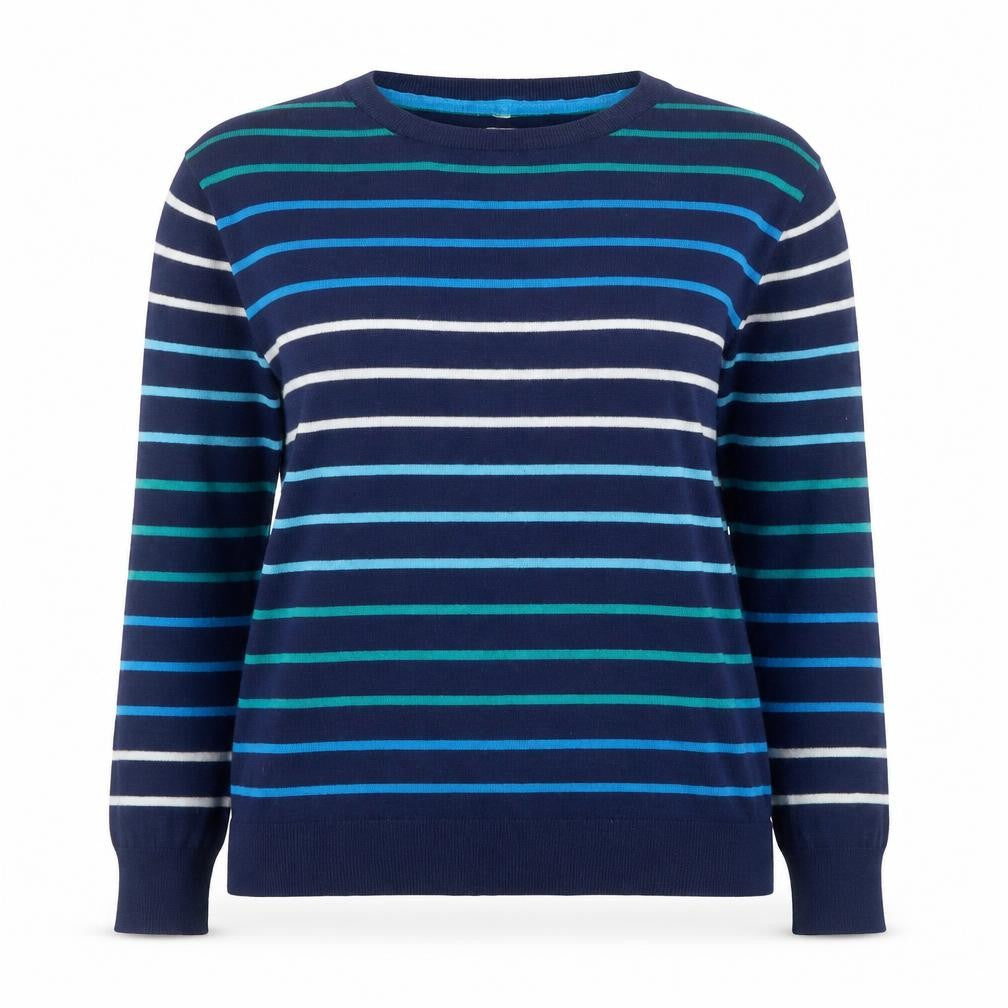 Mauvette Women’s Navy Striped Crew Neck Long Sleeve Jumper Size 8