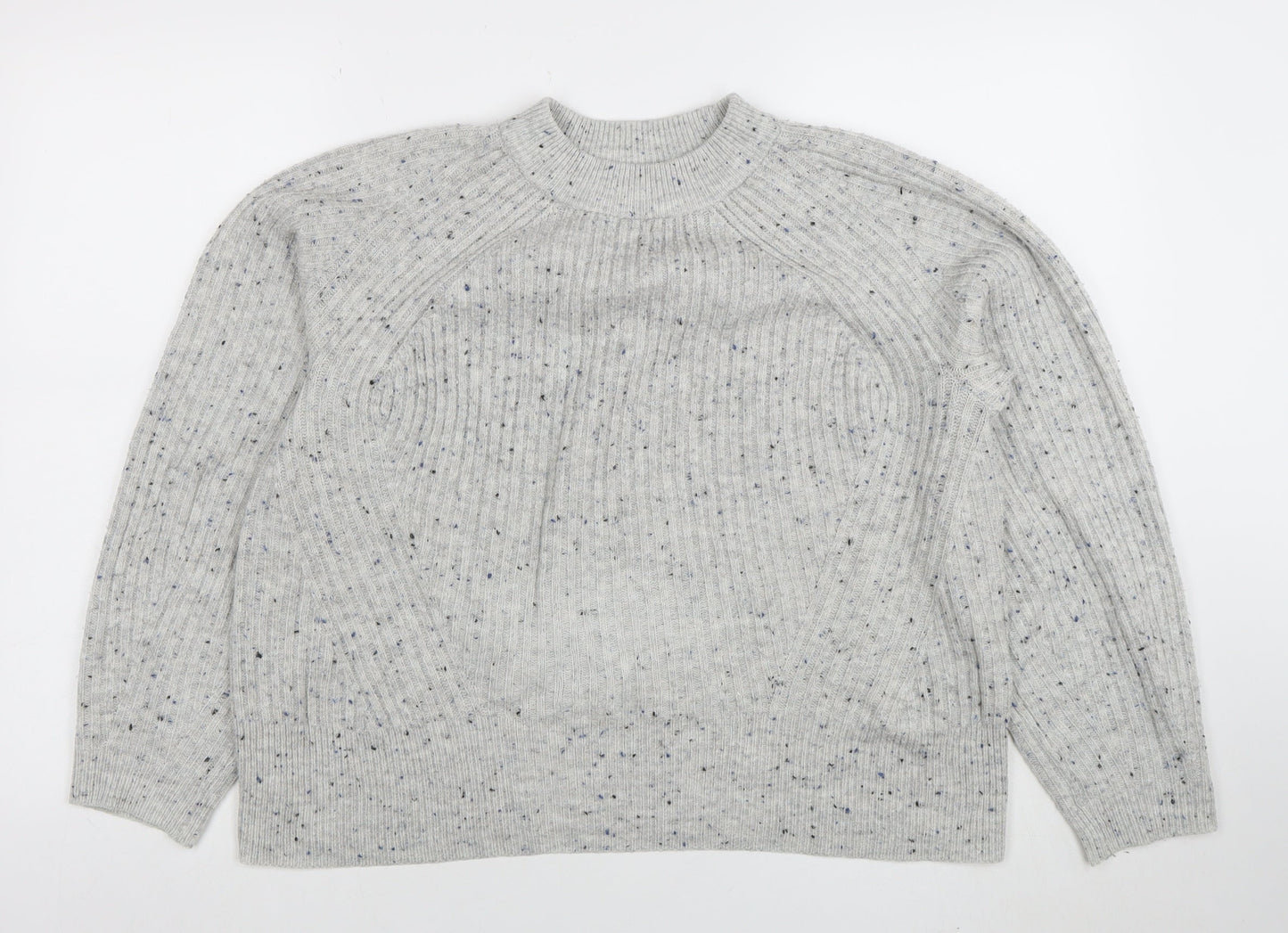 Marks and Spencer Womens Grey Mock Neck Wool Blend Pullover Jumper M