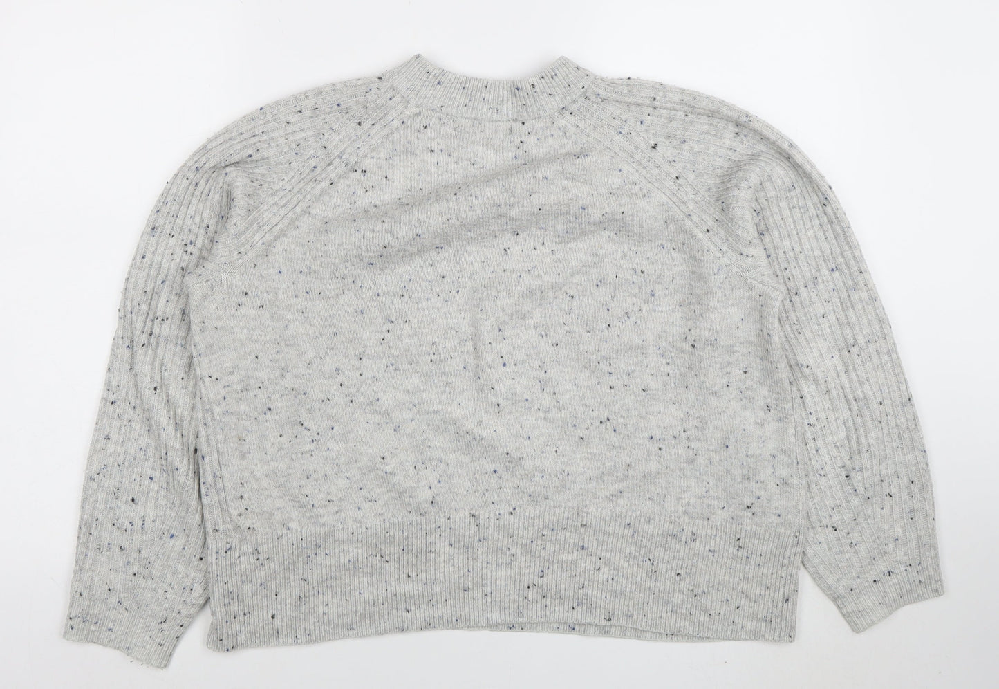 Marks and Spencer Womens Grey Mock Neck Wool Blend Pullover Jumper M