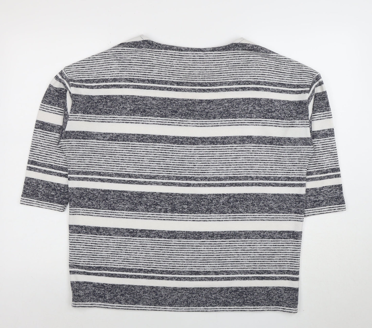 Tu Women Blue Striped 3/4 Sleeve Jersey T-Shirt Size 16