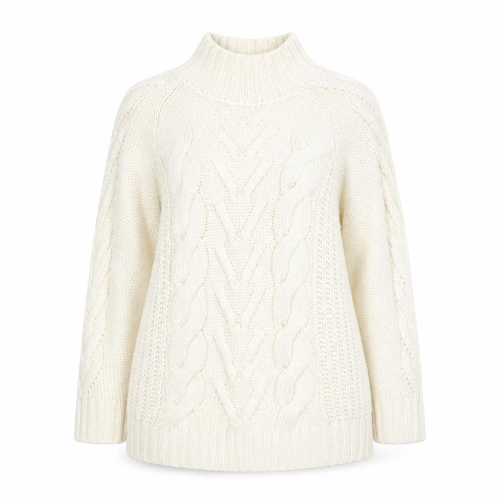 Marks and Spencer Women Ivory Roll Neck Cable-Knit Jumper M