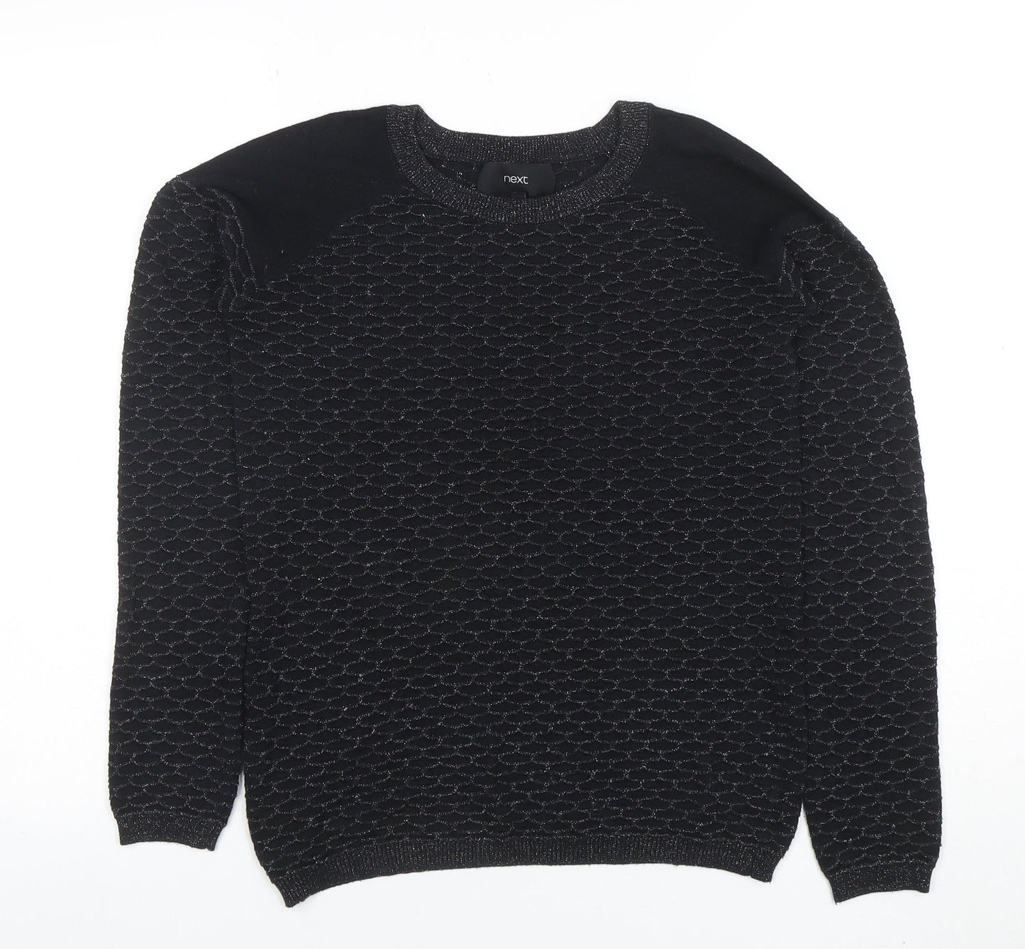 Next Women's Black Crew Neck Long Sleeve Knit Jumper Size 8