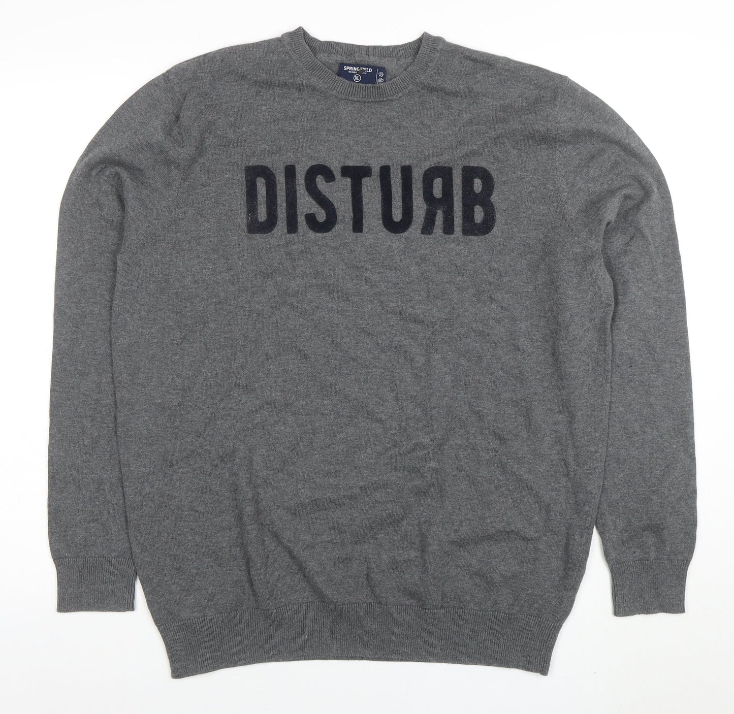 Springfield Men's Grey XL Pullover Jumper with Disturb Logo
