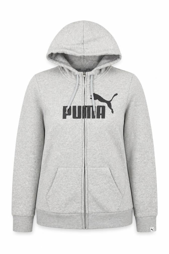 Puma Womens Grey Full Zip Hoodie Size 12 Classic Logo Design