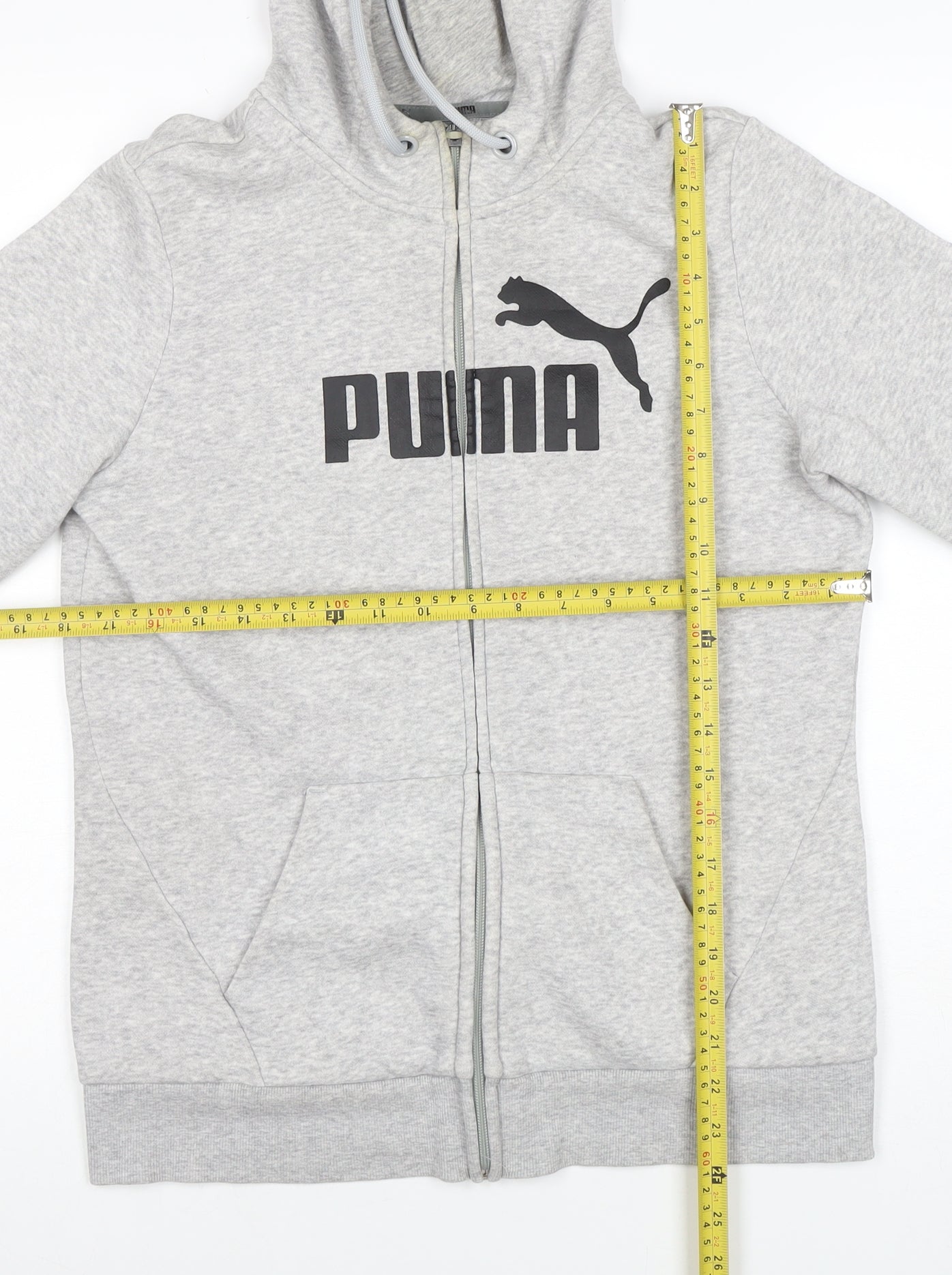 Puma Womens Grey Full Zip Hoodie Size 12 Classic Logo Design