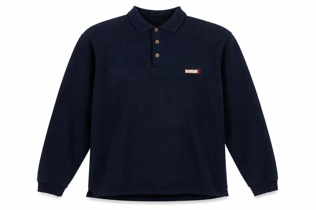 Giorgio Men's Blue Collared Henley Sweatshirt Size L